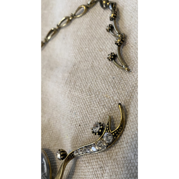 Vtg Flower Pendant Necklace Large Gold Tone Floral Costume Jewelry -Needs Repair - Picture 6 of 11